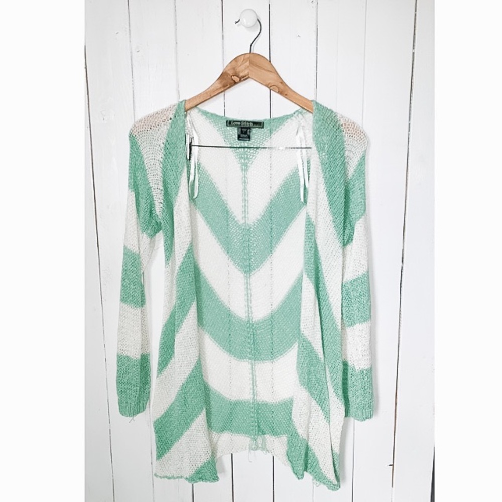 Love Stitch Mint & White Cardigan - Size S